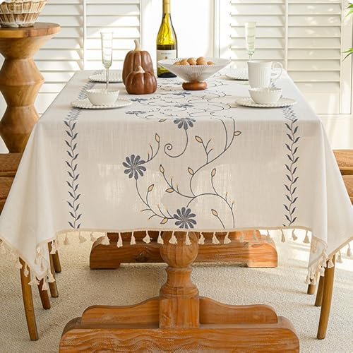 Pahajim Mantel Antimanchas Rectangular Mantel Lino Algodon Table Cloth Impermeable Elegante Manteles de Tela para Decoración de la Mesa de Comedor(140x140cm)