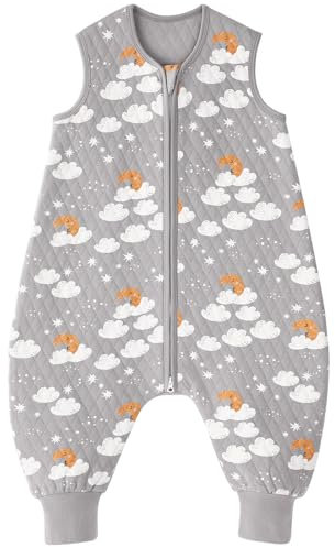 Looxii Schlafsack Baby mit füßen 1.0 Tog Baumwolle BabySchlafsack Herbst Ganzjahres Schlafsack mit Beinen für Kinder 18-36 Monate Jungen Mädchen 80 cm