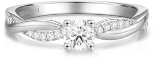 FANCIME Sinfonia dei Promessi anello in argento sterling con diamante di piccola taglia a vite intrecciata da 0,4-0,61 carati (pietra principale da 0,3-0,5 carati), diamante coltivato in laboratorio