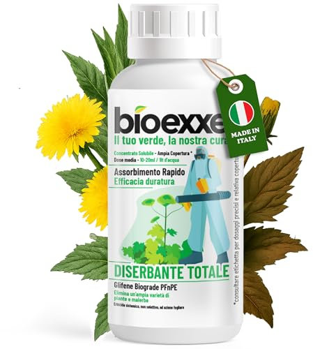 BIOEXXE GLIFENE BIOGRADE PFnPE – Diserbante Totale Potente | Erbicida Sistemico a Base di Glifosate | Assorbimento Rapido & Effetto Duraturo | Copertura 800-3000m2 | 0,5l