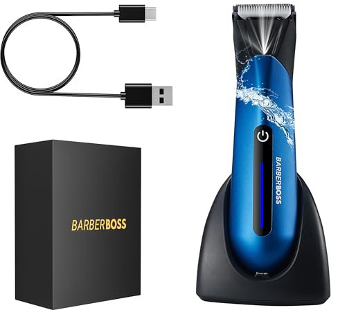 BarberBoss Körperrasierer für Männer – Wiederaufladbarer kabelloser Haarschneider für Männer, Hodentrimmer, Körpertrimmer für Brust, Leistengegend und Intimbereich, Schamhaarschneider und Hodenrasiere