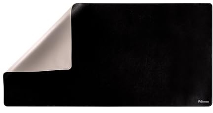 Fellowes Everyday Deskmat - Doppelseitige Kunstleder-Schreibtischunterlage, wasserfeste Oberfläche, 80 x 40 cm - Große Schreibtischunterlage für Laptop, Tastatur und Maus - Schwarz und Grau