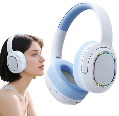 Moxeupon Casque sans Fil PC | Casque sans Fil Bureau,Casque Over-Ear Ergonomique Léger et Pliable pour Plage, Sport et Jeux