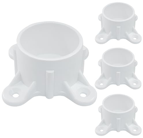 BokWin 4 Packs 1-1/4 Inch PVC Flange - Table Leg Cap Fittings & Furniture Screw Tab Caps for Sturdy DIY Projects: Storage Shelves, Support Feet Builds