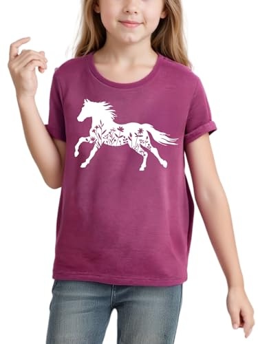 Horse Shirt for Girls Western Shirt Cowgirl Tshirts Horse Riding Tee Animal Lover Gift Graphic Tees Tops Red