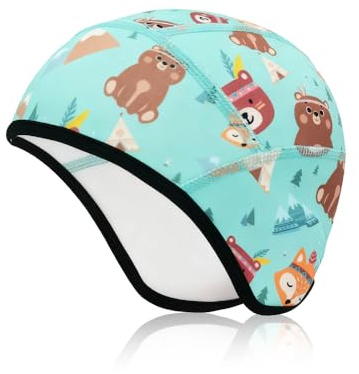 yotutun Bonnet de Cyclisme Bonnet de Velo Doublure de Casque pour Enfant Ski Hiver, Bonnets d’Hiver de Vélo avec Protection des Oreilles Calotte de Cyclisme d’Hivers Unisex (Grün)