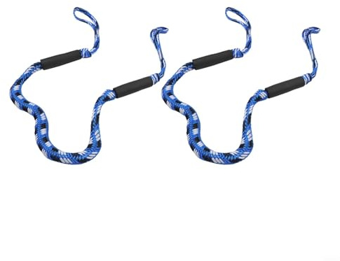Cuerda de muelle de barco con alta resistencia a la tracción de hasta 2300 libras de fuerza para amarre seguro para kayaks y barcos pequeños (2 piezas azul, negro y blanco)