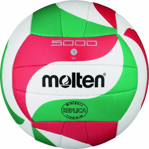 Molten V1M300 Wettspiel Volleyball klein 135 g Ball, Weiß/Grün/Rot, Ø 15 cm