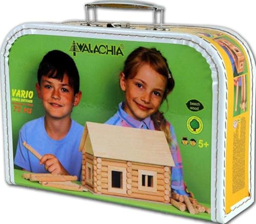 Walachia 8594036430358 8594036430358-Vario Koffer Holzbausteine Set, 72 Teile
