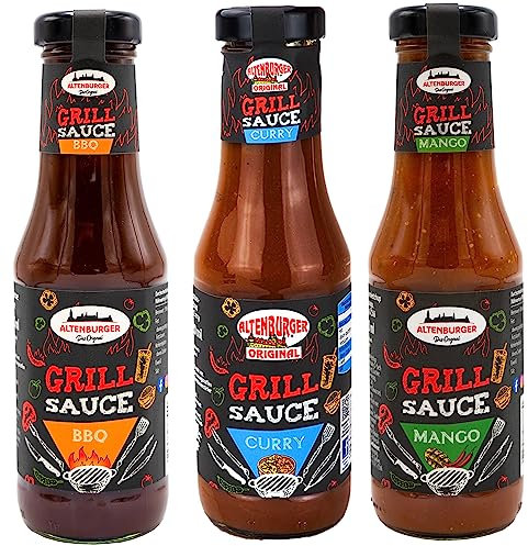 Altenburger Original Grill Saucen Set, drei herrlich leckere Grillsaucen, Mango, Curry und BBQ, idealer Mix für jeden Geschmack