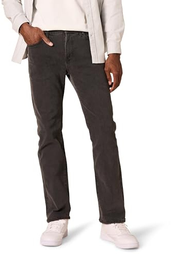 Amazon Essentials Men's Straight-Fit Stretch Jean - Discontinued Colours, Washed Black, 34W / 32L