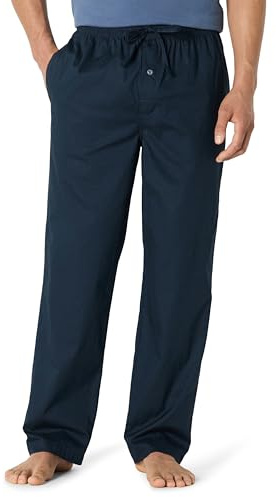 Amazon Essentials Pantalon de Pyjama en Popeline de Coton avec Cordon de Serrage à la Taille, Coupe Droite Homme, Bleu Marine, XL