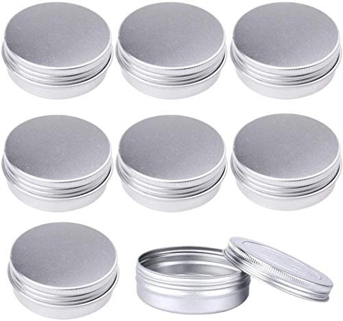 ProLeo Lot de 24 boîtes vides en aluminium Argenté 60 ml avec couvercle à visser pour baume à lèvres, lotion, crème, masques, mini bougies, cosmétiques argentés, Blanc., 60ml