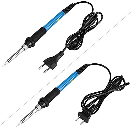 Fer à Souder électrique 60w Kit D'outils à Main à Température Réglable avec Bouton Marche/Arrêt pour Stations de Soudage Projets D'étain à Souder (bleu)(Norme européenne 220V)