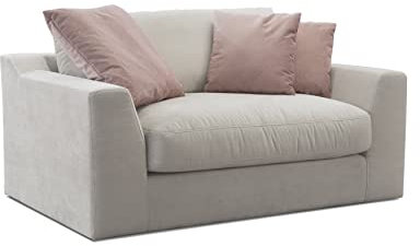 Cavadore Mini-Sofa Fiona / Kleine Couch, Loveseat für 1-2 Personen inkl. Rückenkissen / 161 x 90 x 112 / Creme-Beige