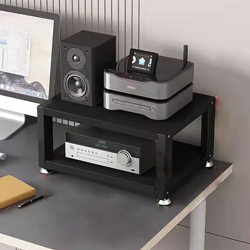 hifi rack hifi-ställ 2/3/4 Tier Heavy-duty lagring för underhållning Stereokomponent - Audio Tower Rack med halkfria fötter - Skivspelarkonsol för Office, Home Desktop - Lätt att installera(Black-A,2-