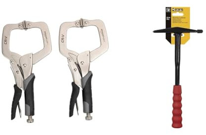 Amazon Basics Pince à étau soudage en métal - 28 cm, 11-Inch, Lot de 2, Noir/Argenté & Gys - Marteau à Piquer Caoutchouc Noir