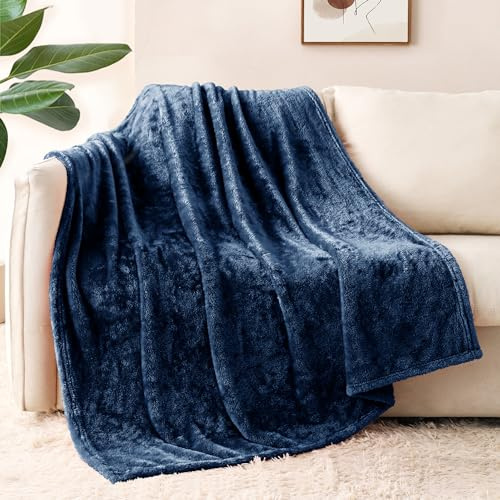Whale Flotilla Manta Mullida de Sofá, Cálida Manta de Forro Polar para Cama, Muy Suave y Acogedora, 130 x 170 cm, Azul Marino
