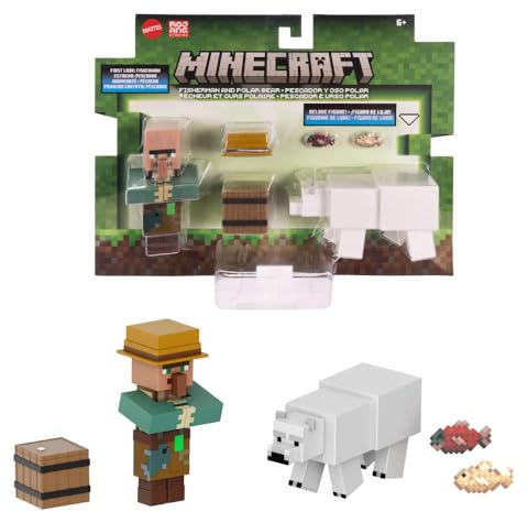 Mattel Minecraft Action Figures & Accessories 2-Packs, 3.25-inch Scale with Pixelated Design, Collectible Toy Set (Characters May Vary)