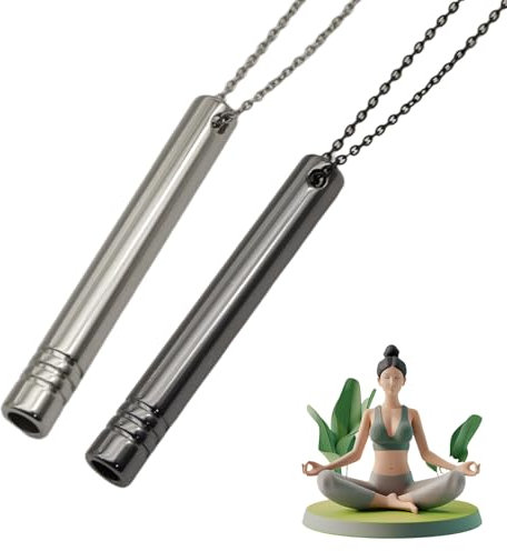 2 Stück Halskette Rauchfrei Original Rauchentwöhnung Hilfsmittel Kette mit Pfeife Angsthalskette Rauchentwöhnung Kette Gegen Panikattacken Atemkette Spirituelle Atemhalskette Aufhören Necklace