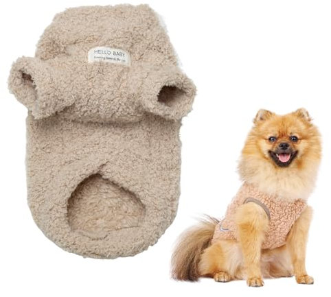 EIHI 1 Stück Haustier-Sherpa-Fleece-Pullover Weste Rollkragenpullover weiches Sweatshirt für kleine Hunde Katzen, Welpen Yorkie Chihuahua warme Herbst-Winterkleidung, khaki, s
