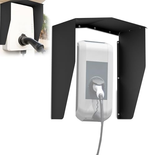 ACXIN Techo protector para Wallbox, resistente a la intemperie para estación de carga de coche electrónico, protección contra la lluvia, protección UV, protección solar, 40 x 25 x 45,5 cm, color negro