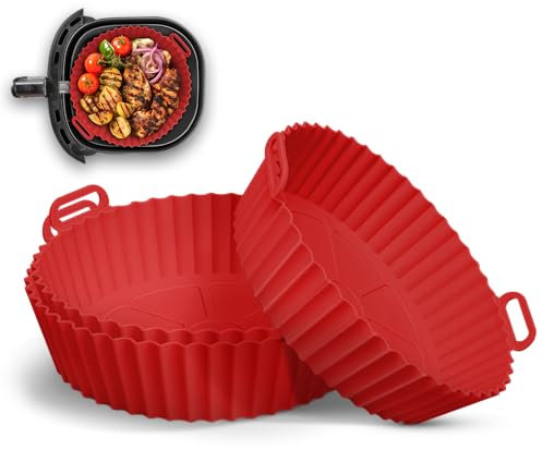 Keplin Silicone Air Fryer Liner, 3 Pk Reusable Round Liners for Tower & Foodi Air Fryer, BPA-Free Non-Stick Silicone Air Fryer Accessories, Dishwasher Safe-Heat Resistant to 230°C Airfryer Trays