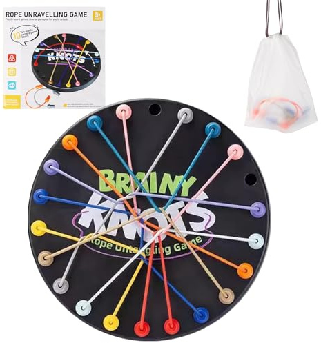 Twisted Rope Puzzle Game - Brainy Knots Brain Strategy Rope Challenge Toy, Interactive Strategic Knot Untying Toy, Board Puzzle Games for Family Gathering, Birthday Gifts for Kids 3+