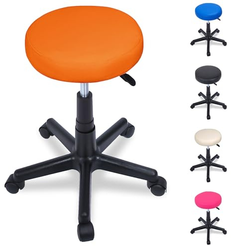 BELTOM® Tabouret A roulettes RÉGLABLE PIVOTABLE Chaise pédicure Atelier Massage MANUCURE Maison - Orange