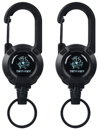 ​​2-Pack Retractable Keychain with Steel Cable - Anti-Loss Retractable Lanyard for Keys, ID Cards, Heavy Duty Carabiner Clip, Compact & Tangle-Free Design
