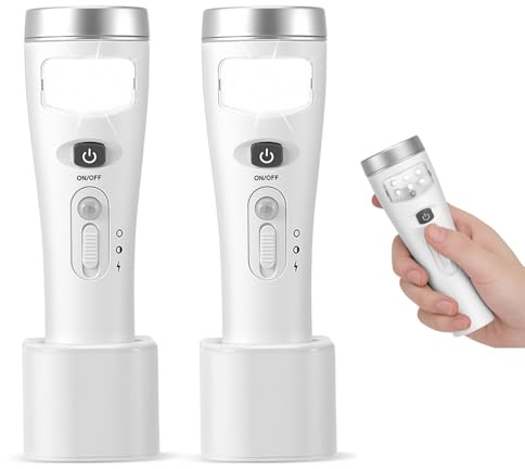 2 Pack Plug in Motion Sensor Night Light, 4 in 1 LED Night Light with Rechargeable Base, Portable Emergency Torch, Night Lights for Hallway, Stair, Bedroom, Power Failure Light for Kids Adults Home
