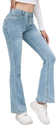 Merlvida Pantalones Vaqueros Mujer Flare Skinny Jeans Cintura Alta Push Up Bootcut Stretch con Elastano Elegante Cómodo