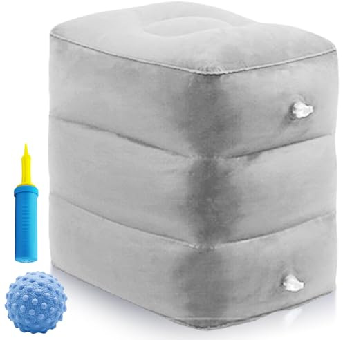 Cubo de disco intervertebral hinchable, cojín elevador de piernas, cubo de relajación, cubo de espuma, cojín para elevar las piernas, con bomba de aire y bola de silicona (gris claro)