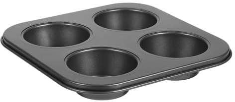 LOLIPPYY Moule à Muffins 4 Compartiments Antiadhésif Noir Plaque de Cuisson Résistante Haute Température Moule à Cupcakes pour Pâtisserie Maison et Professionnelle