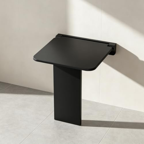 Bernkot Duschstol, vikbar väggmontering, duschpall vikbar med dämpning, 40 x 34,5 cm, pall kan belastas upp till 200 kg, badrumspall, platsbesparande väggduschpall för badrum, renovering och nybyggnad