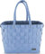 normani® Einkaufstasche Shopper geflochten aus Kunststoff - robuster Strandkorb Vintage Style 38cm x 25cm x 28cm Farbe Classic/Light Blue