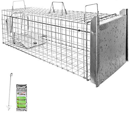 Piège à Animaux Humaine Animal Vivant Piège Cage 102 x 34 x 34 cm Chat Renard Raton Castor Laveur Petigi