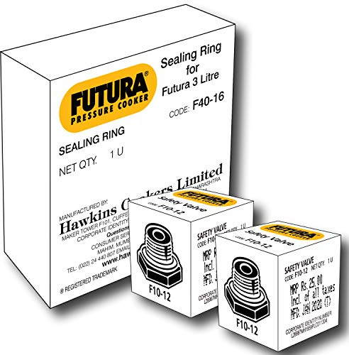 Hawkins Plastic Futura Rubber Gasket For 3L Pressure Cooker And Safety Valve (Black), 3 Liter