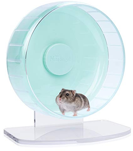 Niteangel Roues d'exercice Ultra-silencieuses pour Hamsters - Roues de Course silencieuses avec Support Ajustable pour Hamsters, gerbilles, Souris ou Autres Petits Animaux (Petit Format, Vert Menthe)