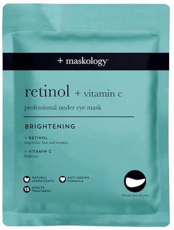 MASKOLOGY Retinolo + Vitamina C Professionale Under Eye Mask 3 Applicazioni | Maschere sotto gli occhi per l'idratazione della pelle | Patch per gli occhi | Patch per gli occhi al retinolo