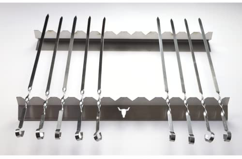Spießleiste/Spießaufsatz/Schaschlik Grillaufsatz aus Edelstahl (550mm mit 12 Spießen)