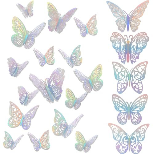 FIHODONE 60 PCS Butterfly Wall Sticker 3D,Butterfly Decorations Room Decor, Cake Decorations,Butterflies for Birthday Wedding Party Wall Decor Aesthetic Bedroom