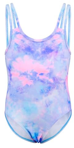 TIZAX Einteiliger Badeanzug für Mädchen UPF 50+ Kinder Schwimmanzug Schnell Trocknend Bademode Sommerurlaub Strandbekleidung für Kinder Violett 11-12 Jahre 146-152