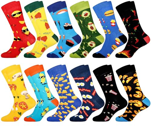 Jeasona 12 Paare Lustige Socken Herren 43-46 Set Bunte Socken mit Motiv - Witzige Geschenke für Männer, Teenager Jungen