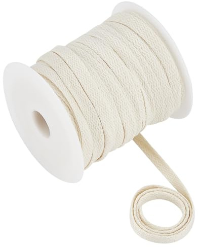 BENECREAT 25m Flat Drawstring Rope Replacement, 8mm Wide Light Yellow Soft Drawstring Cord with 1pc Plastic Spool for Coats, Pants, Shorts