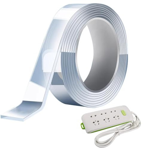 Nastro adesivo a doppio lato, nastro adesivo a doppio lato -nastro adesivo trasparente in rullo nanotecnologico, nastro di montaggio rimovibile, nastro trasparente impermeabile per poster, ceramica, l