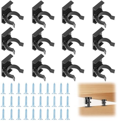 Flintronic 12Pcs Kitchen Kick Board Plinth Clips, Heavy Duty Kick-Board Clip with Attaching Bracket, Durable Kitchen-Plinth Leg Clips with 30 Screws for Secure Kickboard Installation