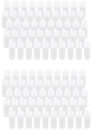 Hlxnyami 100X Flacone per Campioni in Plastica 5Ml Flacone per Provette con Laboratorio Piccolo Flacone + Coperchio