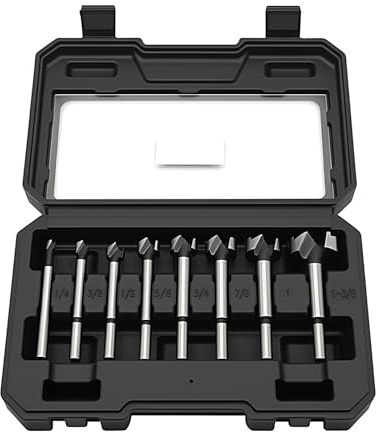 BeHappy Hex Shank Forstner Bit Set, 8pcs Multi Sided Shank Wood Drill bit Set for Woodworking, Auger Opener Round Shank Drilling Cutting Tool for Hardwood, Softwood, Plastic, Plywood