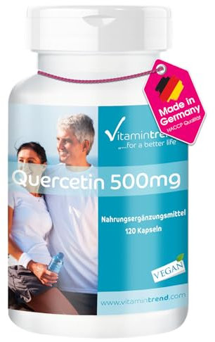 Quercetin 500mg Kapseln - 120 Kapseln - hochdosiert - Made in Germany - vegan - Antioxidans | Vitamintrend®